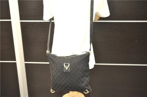 Authentic GUCCI Abbey Shoulder Cross Bag GG Canvas Leather 131326 Black 8950D
