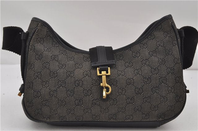 Authentic GUCCI Shoulder Hand Bag Purse GG Canvas Leather 92736 Black 8951D