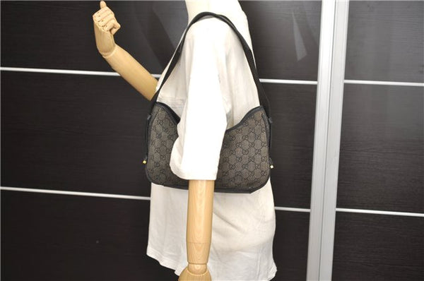 Authentic GUCCI Shoulder Hand Bag Purse GG Canvas Leather 92736 Black 8951D