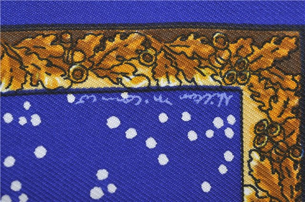 HERMES Petit Carre 40 Scarf Handkerchief "Souvenirs de Paris" Silk Blue 8952D