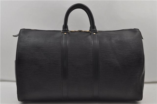 Authentic Louis Vuitton Epi Keepall 45 Boston Travel Bag Black M42972 LV 8958D