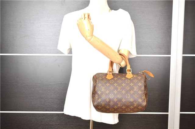 Authentic Louis Vuitton Monogram Speedy 25 Boston Hand Bag M41528 LV 8961F