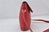 Authentic BURBERRY Vintage Leather Shoulder Cross Body Bag Purse Red 8973E