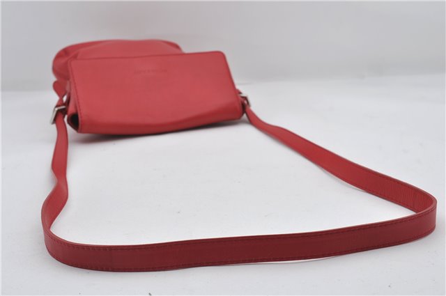 Authentic BURBERRY Vintage Leather Shoulder Cross Body Bag Purse Red 8973E