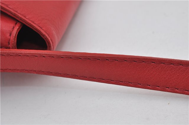 Authentic BURBERRY Vintage Leather Shoulder Cross Body Bag Purse Red 8973E