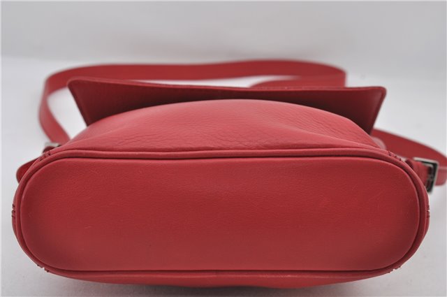 Authentic BURBERRY Vintage Leather Shoulder Cross Body Bag Purse Red 8973E