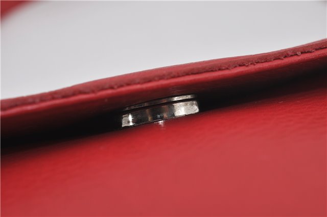Authentic BURBERRY Vintage Leather Shoulder Cross Body Bag Purse Red 8973E