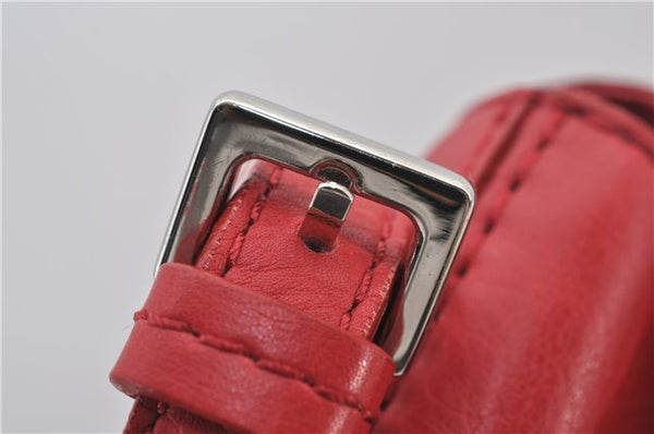 Authentic BURBERRY Vintage Leather Shoulder Cross Body Bag Purse Red 8973E