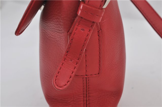 Authentic BURBERRY Vintage Leather Shoulder Cross Body Bag Purse Red 8973E