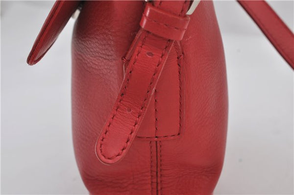 Authentic BURBERRY Vintage Leather Shoulder Cross Body Bag Purse Red 8973E