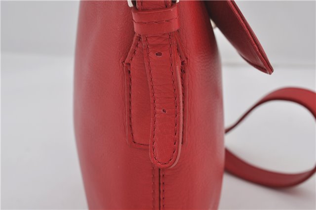 Authentic BURBERRY Vintage Leather Shoulder Cross Body Bag Purse Red 8973E