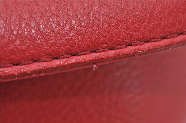 Authentic BURBERRY Vintage Leather Shoulder Cross Body Bag Purse Red 8973E