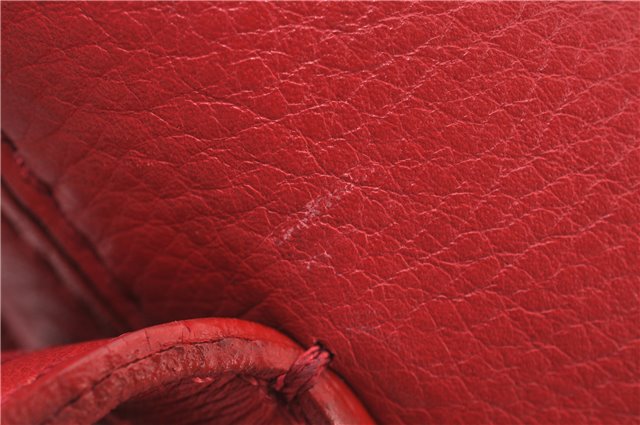 Authentic BURBERRY Vintage Leather Shoulder Cross Body Bag Purse Red 8973E