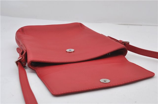 Authentic BURBERRY Vintage Leather Shoulder Cross Body Bag Purse Red 8973E