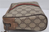 Authentic GUCCI Web Sherry Line Clutch Hand Bag Purse GG PVC Leather Brown 8974D