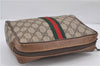 Authentic GUCCI Web Sherry Line Clutch Hand Bag Purse GG PVC Leather Brown 8974D