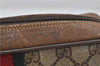 Authentic GUCCI Web Sherry Line Clutch Hand Bag Purse GG PVC Leather Brown 8974D