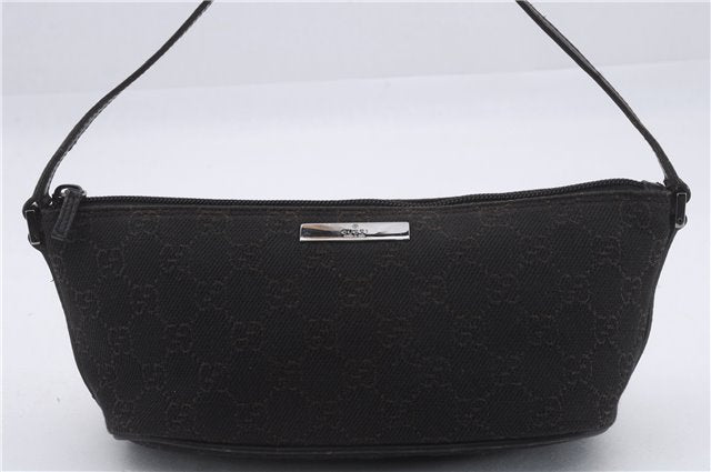 Authentic GUCCI Vintage Hand Bag Pouch Purse GG Canvas Leather 07198 Brown 8975D