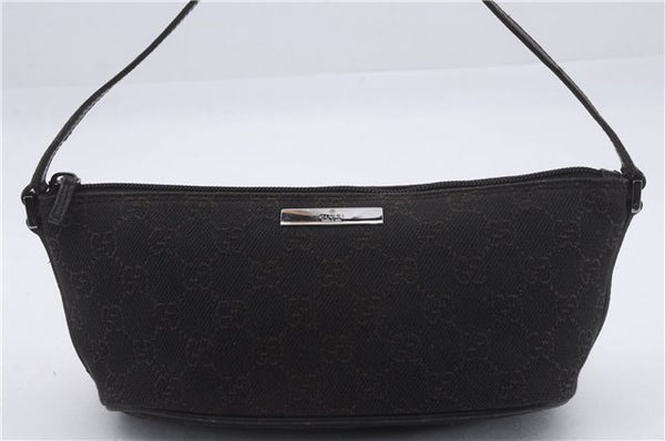 Authentic GUCCI Vintage Hand Bag Pouch Purse GG Canvas Leather 07198 Brown 8975D