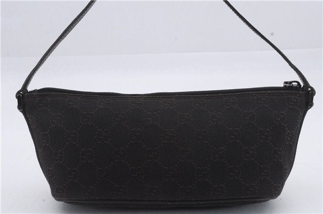 Authentic GUCCI Vintage Hand Bag Pouch Purse GG Canvas Leather 07198 Brown 8975D