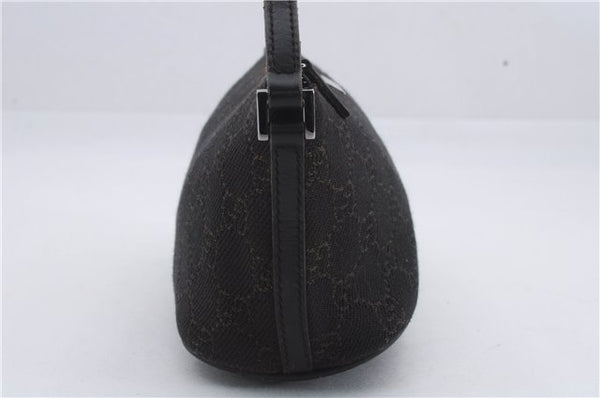 Authentic GUCCI Vintage Hand Bag Pouch Purse GG Canvas Leather 07198 Brown 8975D