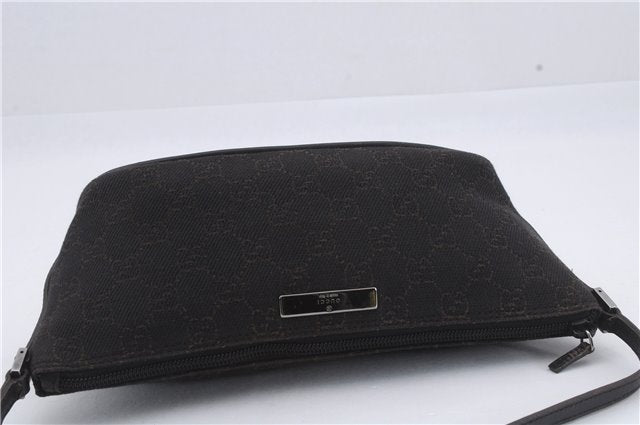 Authentic GUCCI Vintage Hand Bag Pouch Purse GG Canvas Leather 07198 Brown 8975D