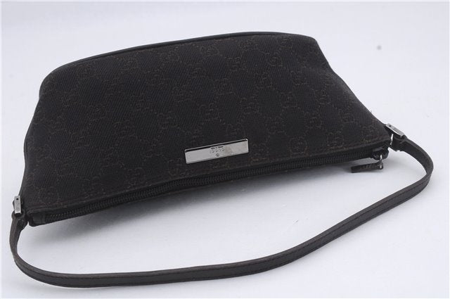 Authentic GUCCI Vintage Hand Bag Pouch Purse GG Canvas Leather 07198 Brown 8975D