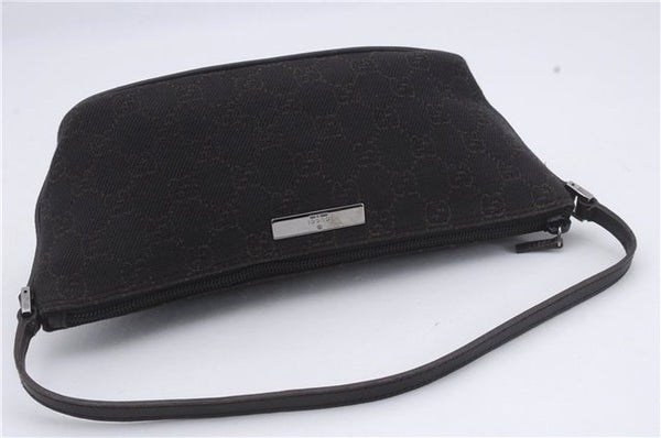 Authentic GUCCI Vintage Hand Bag Pouch Purse GG Canvas Leather 07198 Brown 8975D