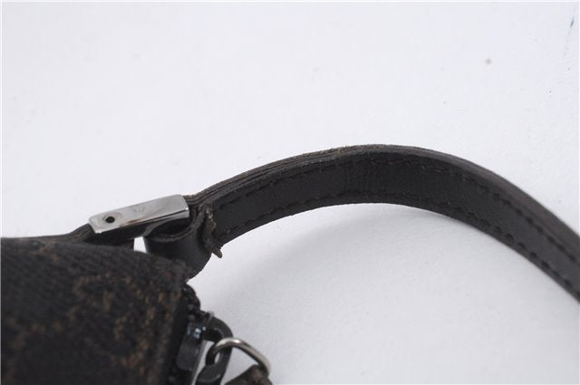 Authentic GUCCI Vintage Hand Bag Pouch Purse GG Canvas Leather 07198 Brown 8975D