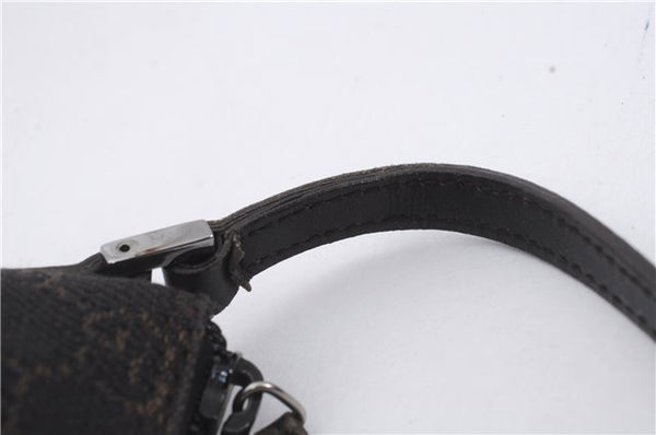 Authentic GUCCI Vintage Hand Bag Pouch Purse GG Canvas Leather 07198 Brown 8975D