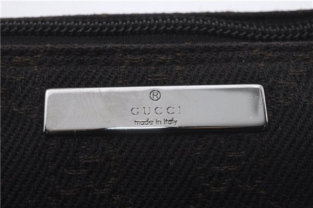 Authentic GUCCI Vintage Hand Bag Pouch Purse GG Canvas Leather 07198 Brown 8975D