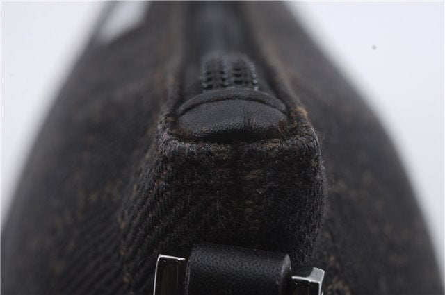 Authentic GUCCI Vintage Hand Bag Pouch Purse GG Canvas Leather 07198 Brown 8975D