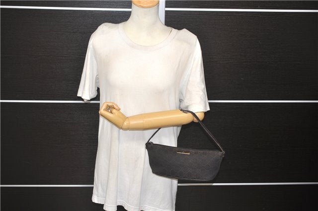 Authentic GUCCI Vintage Hand Bag Pouch Purse GG Canvas Leather 07198 Brown 8975D