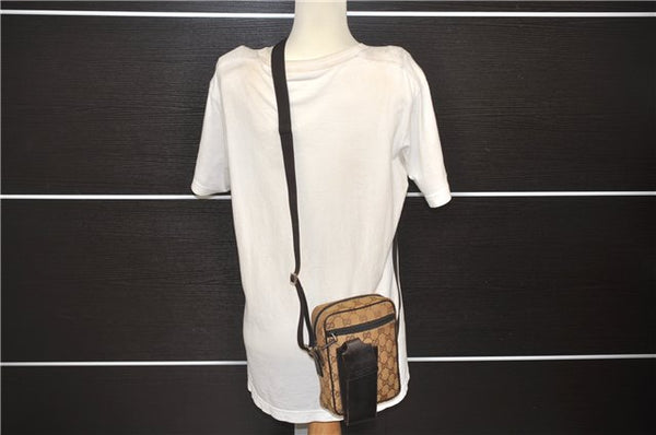 Authentic GUCCI Shoulder Cross Body Bag GG Canvas Leather 0181619 Brown 8976D