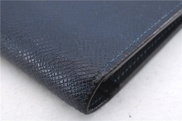 Auth Louis Vuitton Taiga Portefeuille Brazza Long Wallet Navy M30502 LV 8984D