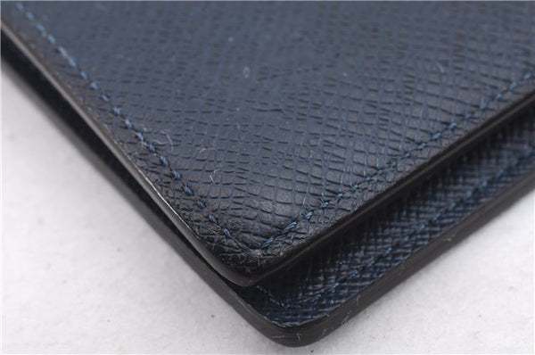 Auth Louis Vuitton Taiga Portefeuille Brazza Long Wallet Navy M30502 LV 8984D