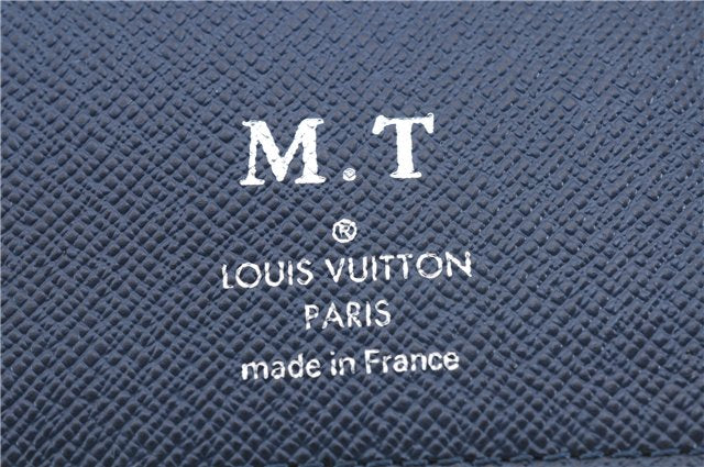 Auth Louis Vuitton Taiga Portefeuille Brazza Long Wallet Navy M30502 LV 8984D