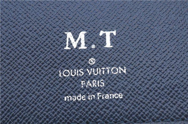 Auth Louis Vuitton Taiga Portefeuille Brazza Long Wallet Navy M30502 LV 8984D