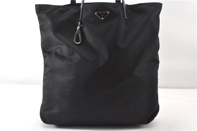Authentic PRADA Vintage Nylon Tessuto Leather Shoulder Tote Bag Black 8984F