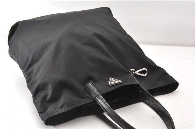 Authentic PRADA Vintage Nylon Tessuto Leather Shoulder Tote Bag Black 8984F