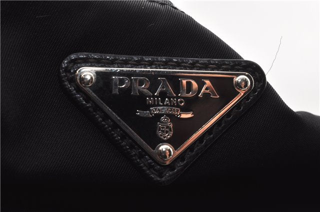 Authentic PRADA Vintage Nylon Tessuto Leather Shoulder Tote Bag Black 8984F