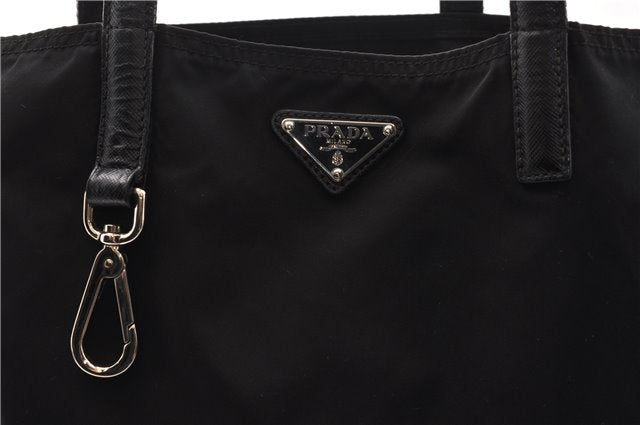 Authentic PRADA Vintage Nylon Tessuto Leather Shoulder Tote Bag Black 8984F