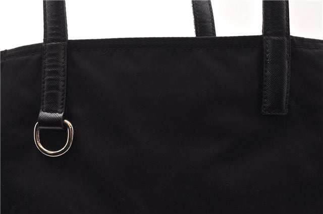 Authentic PRADA Vintage Nylon Tessuto Leather Shoulder Tote Bag Black 8984F