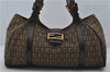 Authentic FENDI Zucchino Shoulder Tote Bag Canvas Leather Khaki Brown 8986D