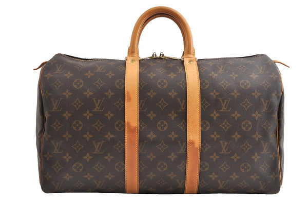 Authentic Louis Vuitton Monogram Keepall 45 Travel Boston Bag M41428 LV 8987F