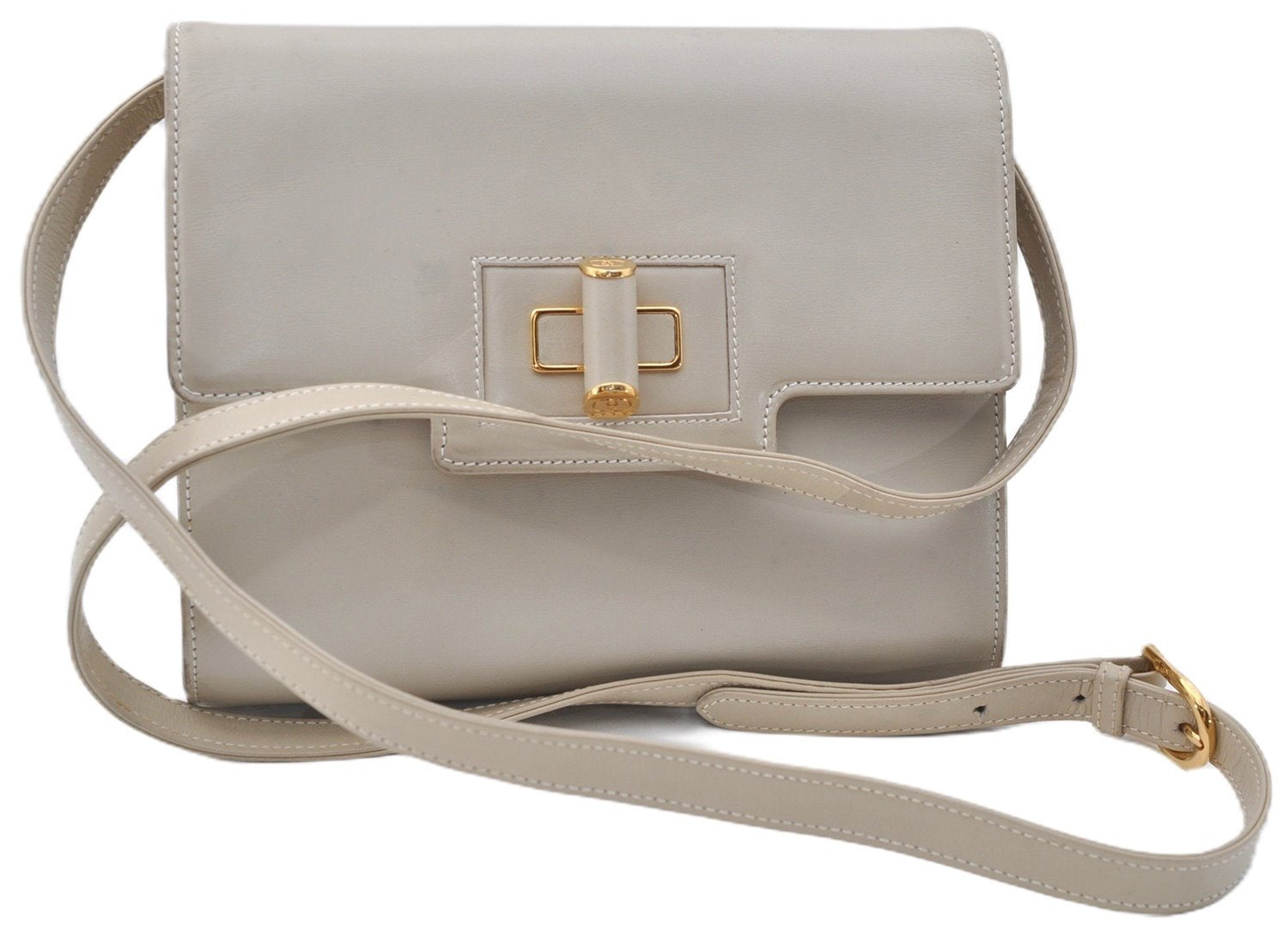 Authentic GUCCI Vintage Shoulder Cross Body Bag Purse Leather Ivory 8988E