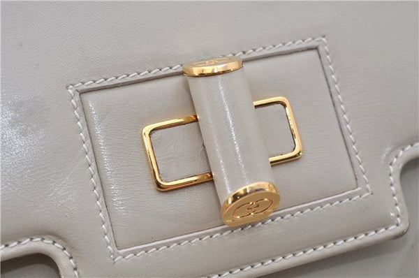 Authentic GUCCI Vintage Shoulder Cross Body Bag Purse Leather Ivory 8988E