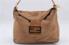 Authentic FENDI Vintage Shoulder Hand Bag Purse Suede Leather Beige 8996D