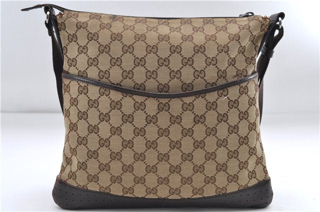 Authentic GUCCI Shoulder Cross Body Bag GG Canvas Leather 145857 Brown 9000D