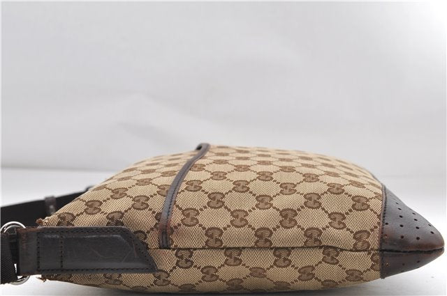Authentic GUCCI Shoulder Cross Body Bag GG Canvas Leather 145857 Brown 9000D